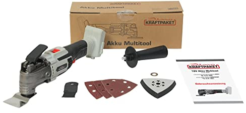 Dino KRAFTPAKET 18V Bürstenloses Akku-Multifunktionswerkzeug (Schwingzahl: 5.000-19.000 1/min) Multitool, Oszillierer mit Schnellspanner, Aufnahme 12-fach einstellbar, Motor bürstenlos