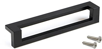 Emuca - Möbelgriff Cleveland, Achsabstand 128 mm, L144 mm,Schwarz, Zamak, 5 st