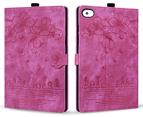 Rosbtib Custodia per iPad Mini (7.9 Pollici), PU Pelle Flip Cover con Magnetica Slot per Schede, Compatibile con Mini 5/4/3/2/1, Rosa Rossa