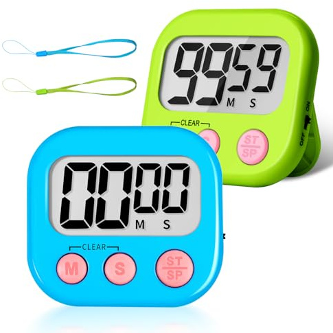 ZILLEEN Classroom Timer for Kids Teachers 2 Pack Digital Timers Blue Green