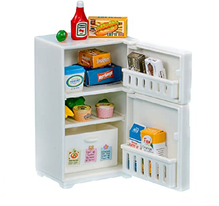 VIONNPPT 16 Pcs/Set 1: 12 Puppenhaus Miniatur Weiß Kühlschrank Küche Möbel, Mini-Gemüse-Obst-Milch, DIY Essenmodell Spielzeug Zubehör für Erwachsene und Kinder