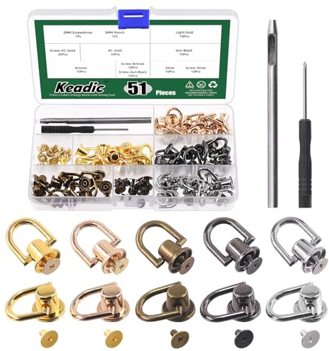 Keadic D Ringe Nieten Sortiment Set mit Installationswerkzeugen, 5 Farben sortiert, 0.62
