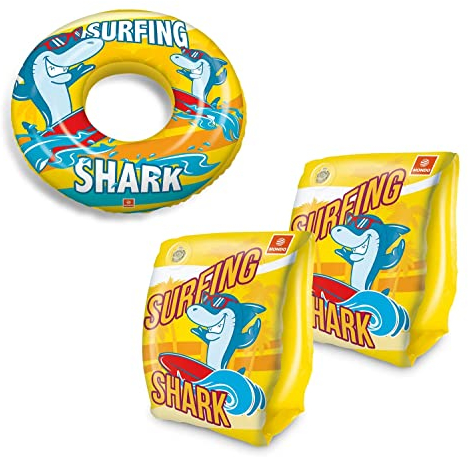 ICE TOYS Set mit Armlehnen und Donut für Kinder, Strand, Sommer, Schwimmbad (Shark)