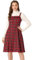 Allegra K Robe mi-Longue Vintage sans Manches de Boutons à Carreaux de Noël pour Femme Rouge M