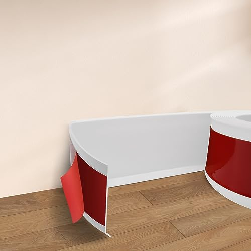 Plinthe autocollante en PVC de 5 m, plinthe flexible de 10 cm de large, pour sol, mur, base et plus encore (blanc, 10 cm (l) x 5 m (L)