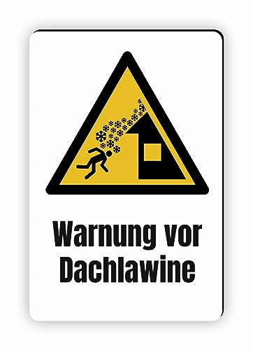 Warnzeichen (W040) Warnung vor Dachlawine - Eckiges Warnschild mit Text - Warnschild mit Text - nach DIN EN ISO 7010