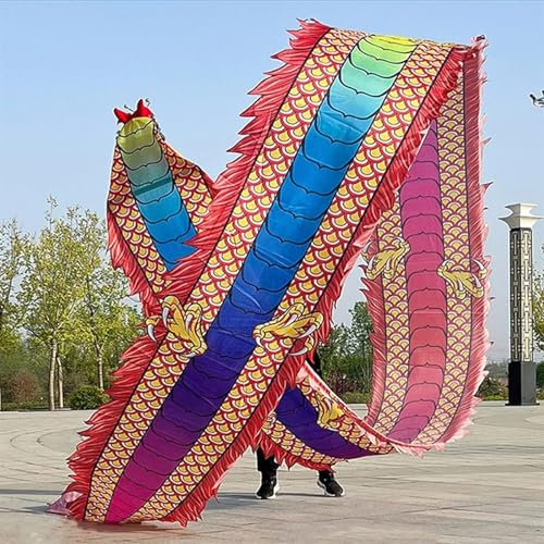 Cintas de baile, cinta de danza del dragón, cinta de dragón al aire libre, serpentina fluida deportiva de seda, accesorios de baile rítmico giratorio for fiestas en el césped, bailes, niños/adultos pu