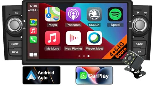Radio per Auto Android 12 con CarPlay Wireless e Android Auto per Fiat Grande Punto Linea 2007-2012, 7 Pollici Radio per Auto con GPS, Bluetooth, Mirror Link, Controllo del Volante (8core 4GB+64GB)
