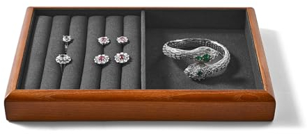 Oirlv Multifunctional Wooden Jewellery Tray Stackable Jewellery Storage Tray for Bracelet Ring Necklace Watch