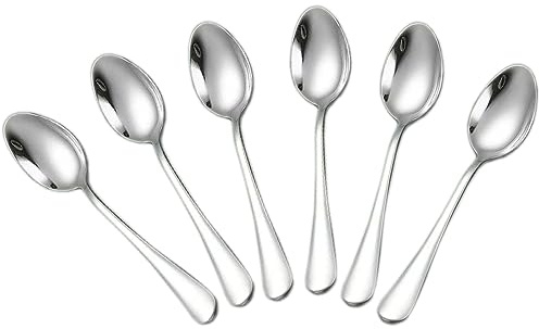 Wesdxc56 Demitasse Espresso-Löffel, Mini-Kaffeelöffel, 10,2 cm, Edelstahl, kleine Löffel für Dessert, 6 Stück (Silber)