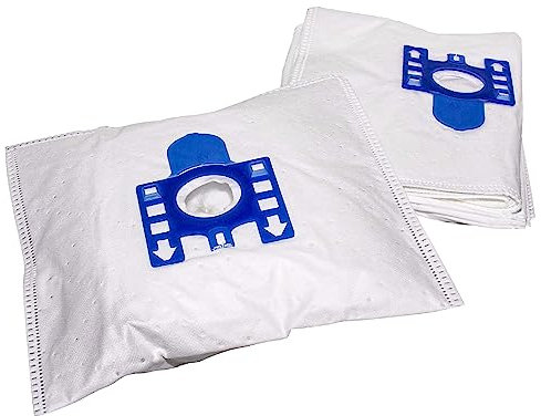 vhbw 10x Staubsaugerbeutel kompatibel mit Miele Baby Care 4000 Staubsauger - Mikrovlies, Typ F/J, Typ M, 27cm x 20cm Blau Weiß