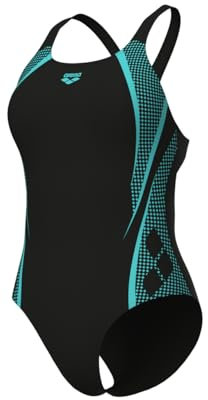 Arena Damen Women's Pro Back Graphic One Piece Swimsuit, Black-Water, 42 EU