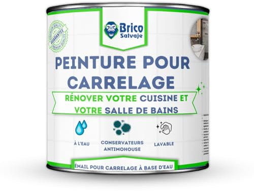 BRICOSALVAJE Peinture satinée pour carrelage cuisine et bain | sans apprêt | lavable | grande dureté (Blanc alpin, 4 litres)