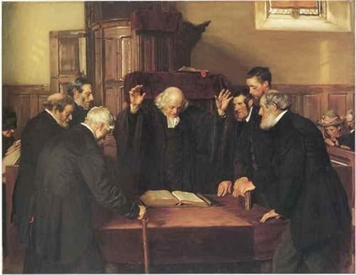 PSVDCTOO Vintage Malerei Poster Poster Bilder Die ordination von ältesten in einer Schottischen Kirche von john henry lorimer Drucke auf Leinwand für Home Dekoration 60x90cm