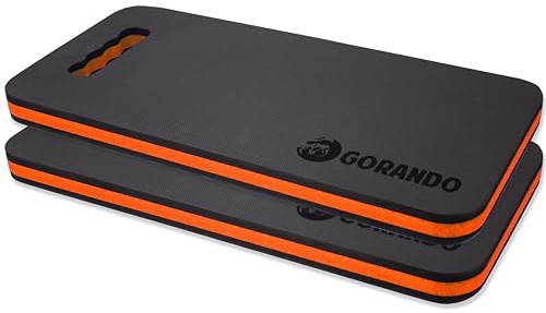 GORANDO® Premium Kniekissen 2er Set |orange| Kniebrett | Knieunterlage - Ideal für die Arbeit in Werkstatt, Haus, Garten | Knieschoner Kniematte 44x22cm 2Stück…
