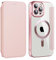 U.DARELIKE Magnetisch Hülle kompatibel mit iPhone 11 Pro Max für Magsafe Klapphülle Clear Back Silikon Metallisch Überzug PU Leder Kartenhalter Flip Handyhülle Stoßfest Schutzhülle Rosa