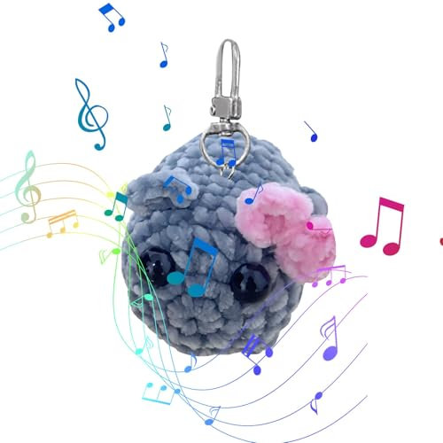 Generisch Sad Hamster Keyring, Hamsti Schlüsselanhänger, Handmade Sad Hamster Knitting Doll, Sad Hamster Crochet Dolls Children, Crochet Sad Hamster Keyring with Sound, multicoloured (grey)
