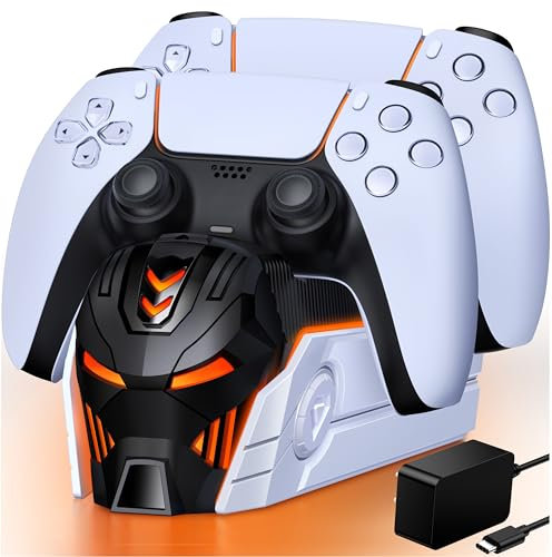 MystNova PS5 Controller Charger Station for PlayStation 5 Dualsense, Fast PS5 Dual Controller Stand Charger Dock with AC Adapter-LED PS5 Controller Charging Station for PlayStation 5 Storage