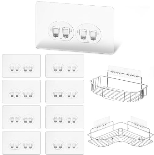 Dimeho 8 Pcs Shower Caddy, Adhesive Waterproof Transparent Strong Sticky Pads Replacement Heavy Duty Shower Organizer Sticker for Bathroom Kitchen