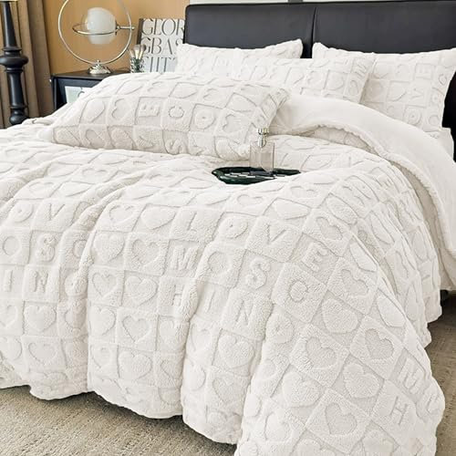 MANEMI Edredón Borrego 260 x 180 cm con 1 Funda de Cojin con una Funda de cojin - Edredón Nódico Invierno Cálido y Suave con Relleno de Micro Fibra Poliéster, Edredón Reversible Franle y Sherpa
