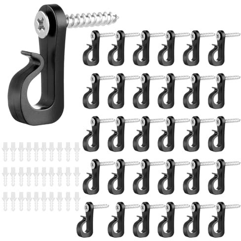 KFSCIP 30 Pcs Sticky Hooks for Fairy Lights, Gutter Hooks for Outdoor Lights, Decorating Clips for Outdoor Lights Festoon Light Hooks Outdoor Hooks for Hanging Fence Hooks for Lights