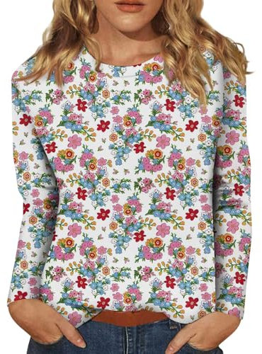 Langarmshirt Damen 3/4 Arm Shirt Damen Unterhemden Damen Baumwolle Unterhemd Damen Tshirt Sportshirt Damen Damen Pullover Elegant Glitzer Oberteile Damen Damen Sweatshirt Strickpullover Damen