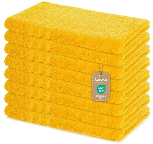 Lavea 8er Handtücher Set 50x100cm, Frottierserie Elena, Handtuch aus 100% Baumwolle ÖKO-TEX Zertifiziert, 60° waschbar, trocknergeeignet, schnelltrocknend und saugstark, angenehmes Hautgefühl
