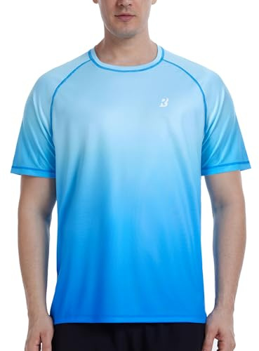 Roadbox Herren Kurzarm Rashguard, UV Schutz UPF 50+ Schnelltrocknend Bade Shirt, Atmungsaktives Outdoor Wassersport Shirt