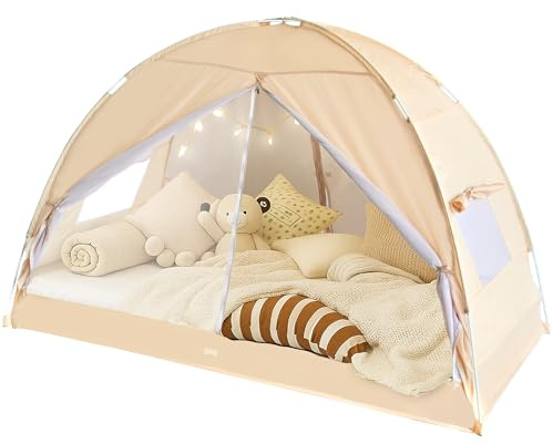 LEEDOR Betthimmel für Kinder/Erwachsene, Moskitonetz und Sichtschutzzelt, 2-in-1-Bettzelt, Belüftungsnetz und Verdunkelungsstoff, Doppel-Design, Traumzelt, Sicherheitsbett für Mädchen/Jungen