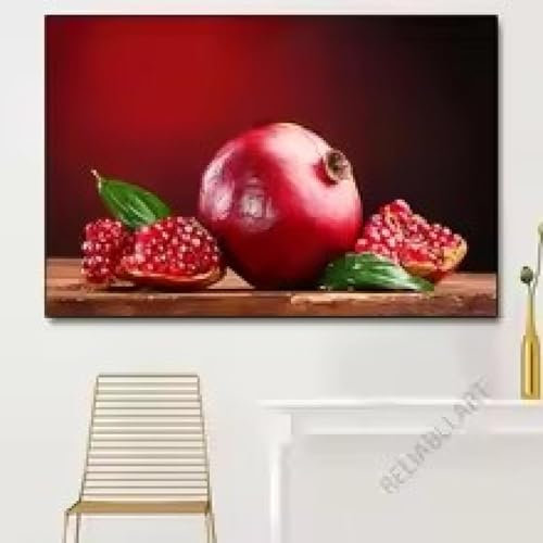 LMYCHENG Roter Granatapfel, Kunstdruck auf Leinwand, moderne Obst-Poster, Wandkunst, Bilder, Gemälde für Wohnzimmer, Küche, Wanddekoration, Wandbild, 30 x 45 cm, rahmenlos