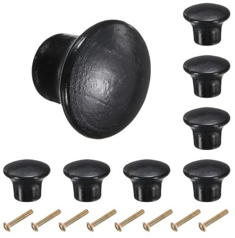 sourcing map 8 pomos redondos de madera, 23 mm, con forma de hongo, pomos de gabinete de cocina, tiradores de cajón de un solo agujero, tiradores de herrajes decorativos para cajones y aparadores,