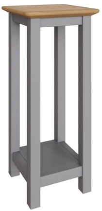 FWStyle Dove Grey End Side Table Oak Top Ready Assembled 55 x 27 x 24cm