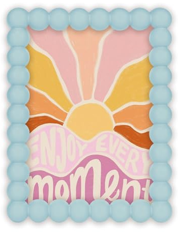 matches21 HOME & HOBBY Bilderrahmen 10 x 15 cm Bubble-Design Deko-Rahmen in Pastellblau - Schöne Fotorahmen aus stabilem Holz