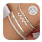CASSIECA 3Pcs Armband Damen 925 Sterling Silber Armbänder Silver 925 Fischgräten Leaf Armband Set Verstellbare Stapelbare Kettenarmband Schmuck für Damen Mädchen