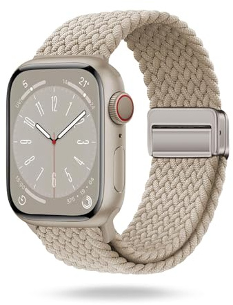 ONEFLOW Casual Loop Kompatibel mit Apple Watch 6 (40mm) Geflochtenes Armband Elastisch, Textil iWatch Armbänder Damen Herren, Sport Nylon Stoff Band Verschluss Magnetisch, Polarstern