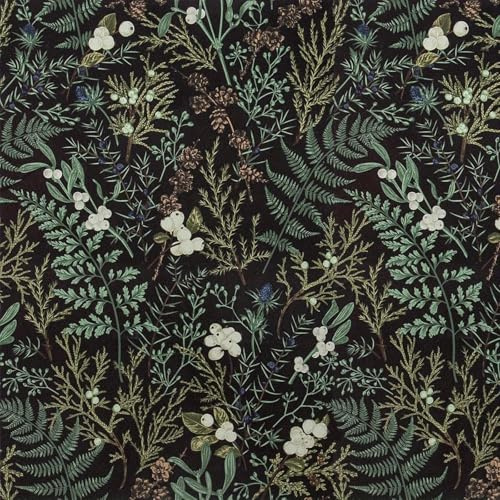 Black Floral Wallpaper,44 x 1000 cm Green Peel and Stick Wallpaper Green Leaf White Floral Forest Plants Woodland Wall paper Self Adhesive Furniture Wrap for Living Room,Bedroom,Bathroom,Cabinets