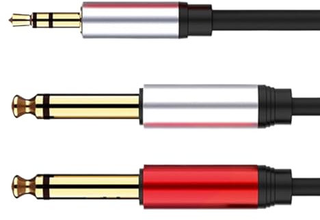 Générique Câble Adaptateur 3.5mm Deux 6.35mm - Câble Audio 3.5mm Deux Prises Jack 6.35mm,Gaine Renforcée 1.5m Pour Équipements Clavier Live Studio DJ Musicien Domestique