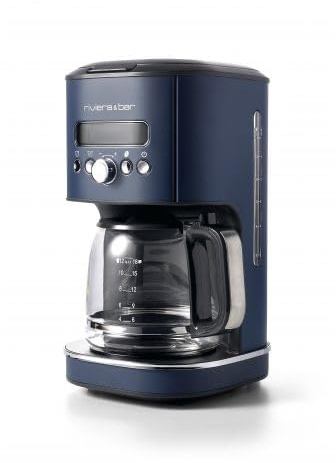 riviera&bar Cafetière Filtre Programmable 1,8L - Chauffe Rapide 950W - Écran LCD, Départ Différé 24h - Système Stop-Gouttes, Alerte Détartrage - Grey Blue