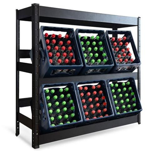 casa pura Drinks Crate Rack for 6 Crates with Shelf - 110 x 110 x 30 cm - Drinks Shelf, Box Shelf for Drinks Crates, Bottle Rack, Box Stand - Shelf for Drinks Boxes (Osaka)