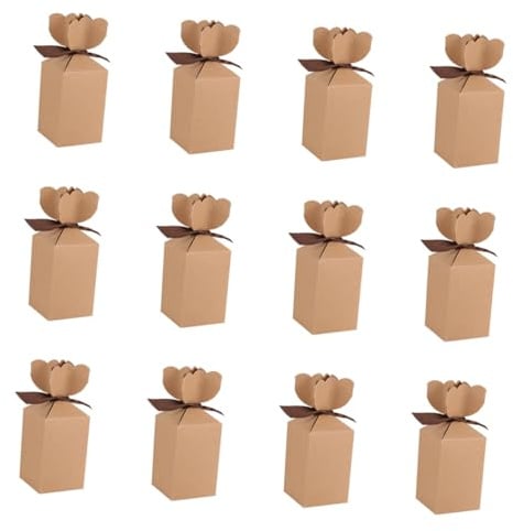 PLAFOPE 20 Stück Geschenkbox aus Kraftpapier Quadratisch Nachhaltige Süßigkeiten und Keksverpackung als Hochzeits und Festival Geschenkbox für und Gebäck