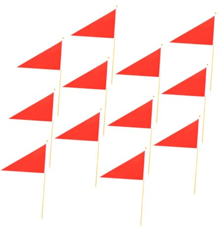 TOGEVAL 12 pièces Drapeaux Triangle Rouge Marquage Chantier Sécurité Signalisation Terrain Extérieur Indicateur Construction Jardin