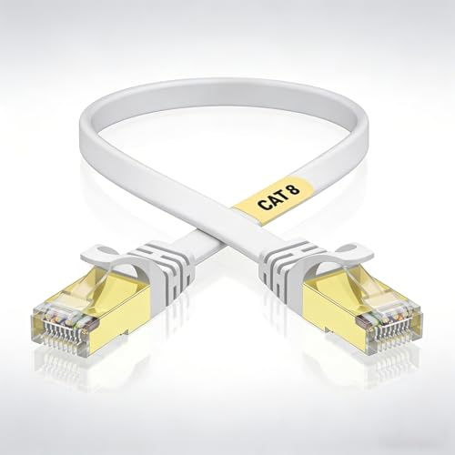 Cat 8 câble Ethernet 5 mètres, haute vitesse RJ45 patch Internet réseau câble LAN 5 mètres