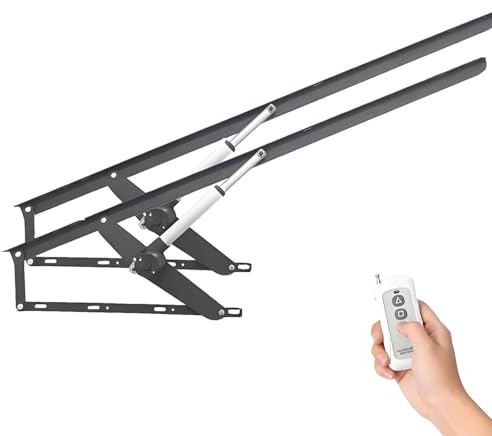 AiODiO Smart Home 2 PCS Electric Bed Lift Mechanism, Folding Bed Lifting Rod, with Remote Control, 600kg Capacity, Space Saving for Storage Box, Sofa, DIY Project Black-1.5m
