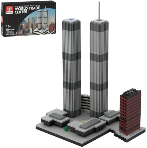 World Trade Center Modell (1973–2001) Bausteine, Bausatz mit Kleinteilen im Maßstab 1:2000, ideal für Wohnkultur, Sammler, Bauklötze-Designer und Erwachsene
