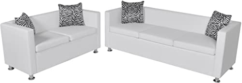 vidaXL Sofa Set 3-Sitzer + 2-Sitzer Kunstledersofa Loungesofa Couch mit Kissen