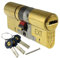 Yale P-YS3-4040B Anti-Snap 3 Star Euro Double Cylinder, High Security, 40:40 (80mm), Brass Finish