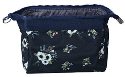 NOVAGO Petite Trousse de Toilette Compacte Pliable, Trousse Maquillage, Pochette cosmétique Fleurie Style Japonais (Noir)
