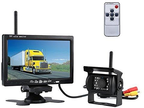 Rearview Parking Camera - BW Vehicle Backup Cameras and Monitor Kit with 7-Inch Display, 2.4G Wireless Connection, Nightvision, Waterproof, 120-Degree Lens, 800x480p
