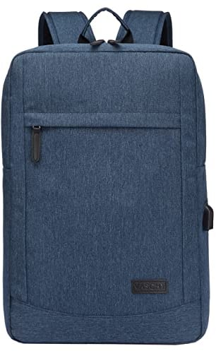 VASCHY Sac à Dos Homme, 17 Pouces Léger Sac a Doc Femme Antivol Imperméable Léger Sac à Dos Ordinateur avec USB Charging Port pour Travail Voyage École Bleu