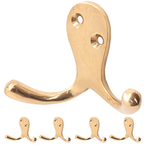 4X Solid Brass Double Robe Hooks
